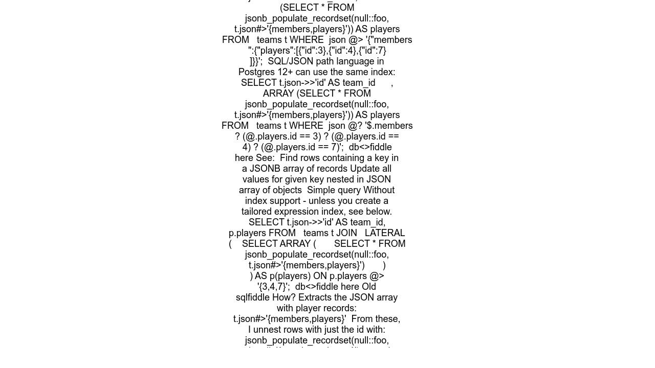 jsonb query with nested objects in an array