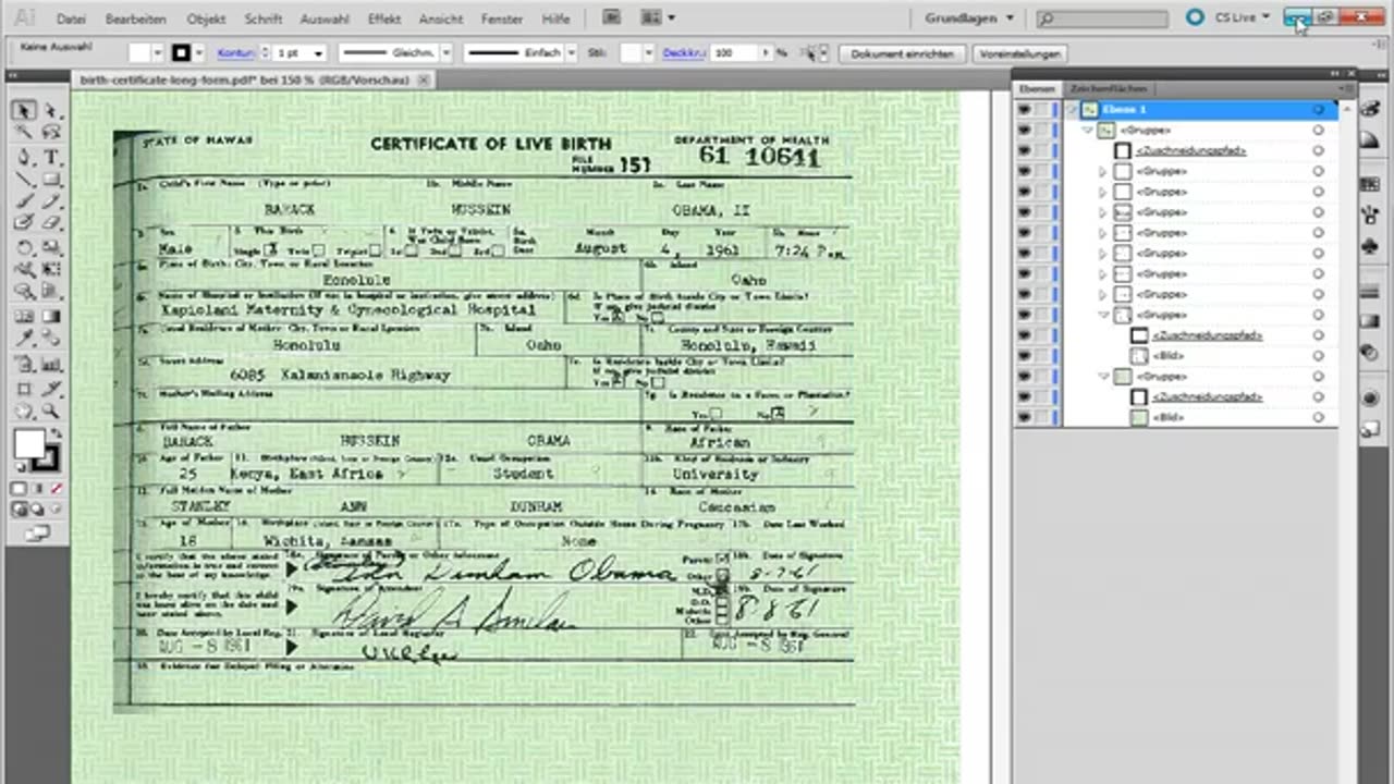 2011, President Obama_s Birth Certificate PDF has -Layers- 2011 (4.46, 10)