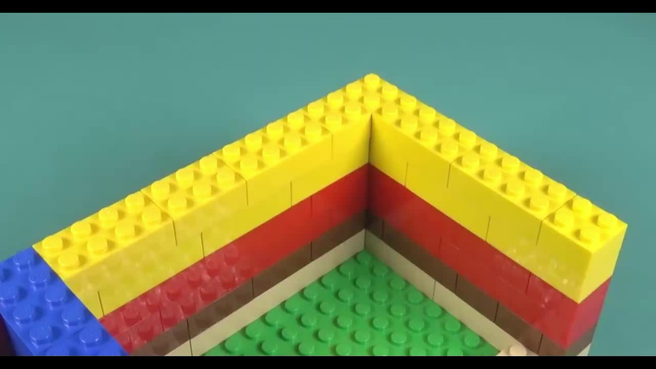 Multi-colored Lego apartment walls