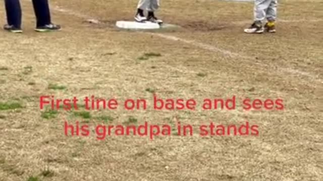 Little Kid Spots Grandfather And Runs To Hug Him During the Game