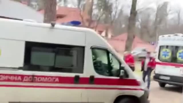 On the ground at a hospital outside of Kyiv