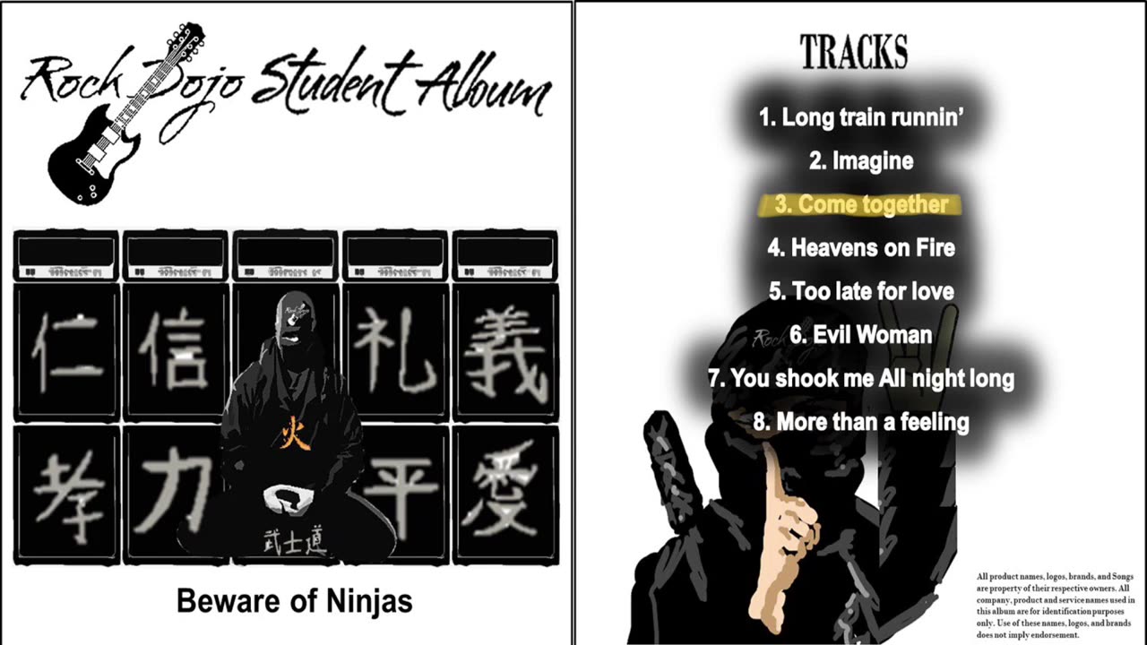 Rock Dojo Student Album #17 “Beware of ninjas”: Come Together (The Beatles Cover) Track 3