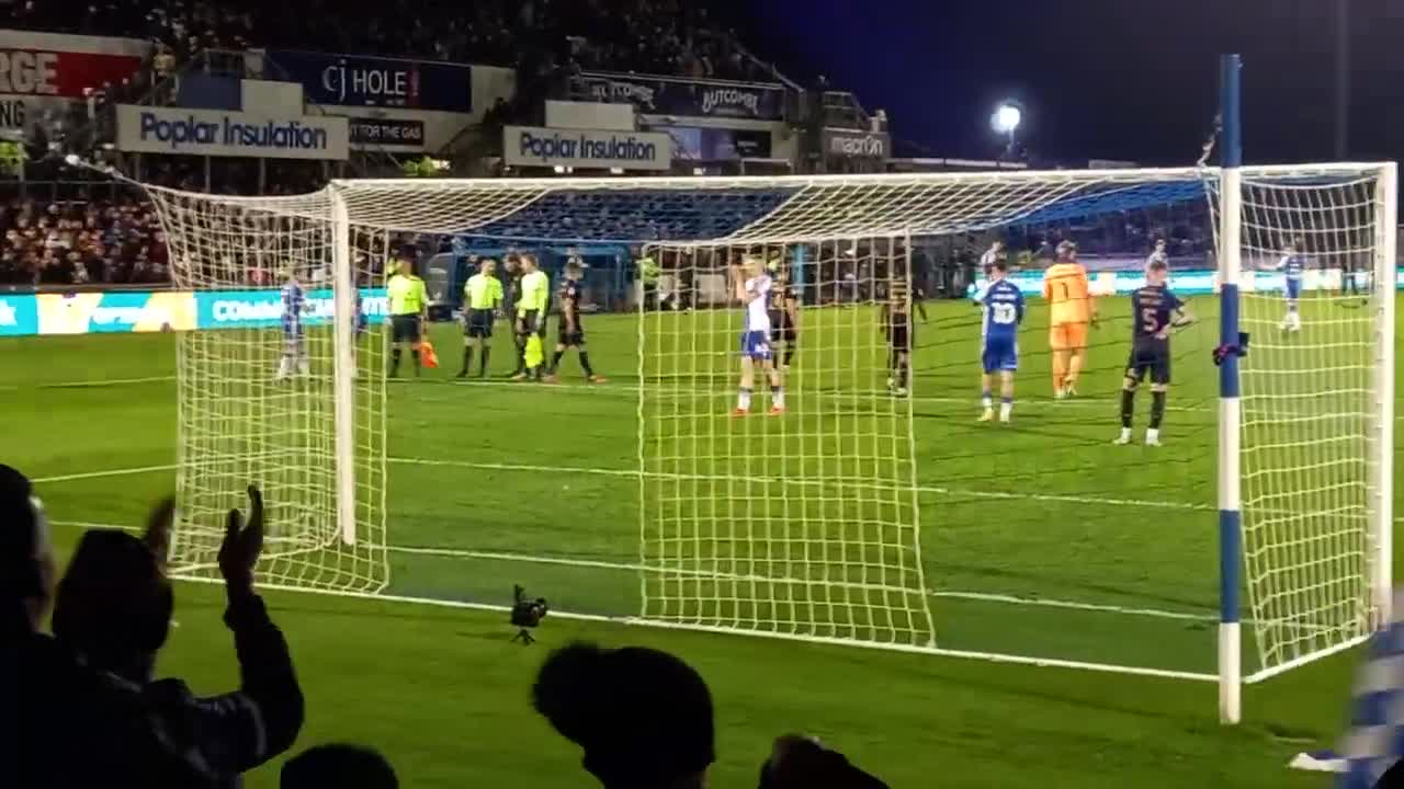 BRISTOL ROVERS FANS CELEBRATE AFTER BEATING PETERBOROUGH 1-0.