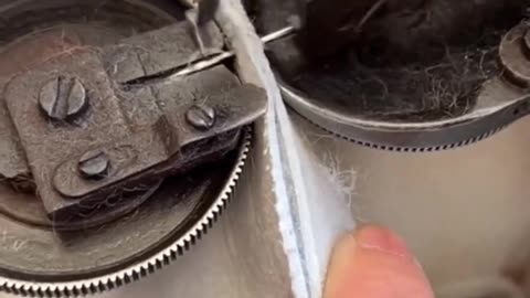 Commercial sawing machine at work in slow motion