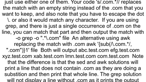 How to Exclude everything after a characterstring from an output in Linux