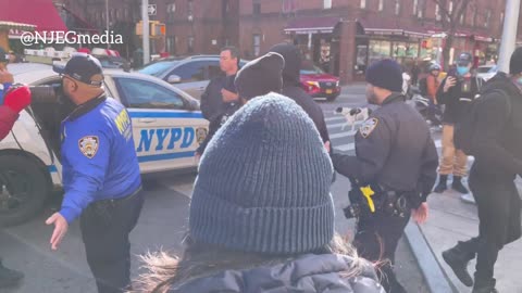 Antifa member arrested at Drag Queen Story Hour in Jackson Heights, Queens after throwing a large rock at Protesters