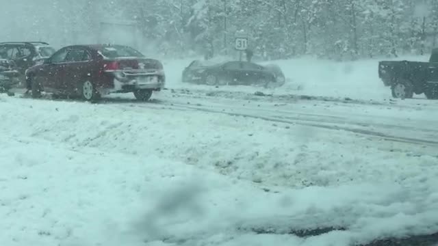 Thirty Car Pile up in the Snow