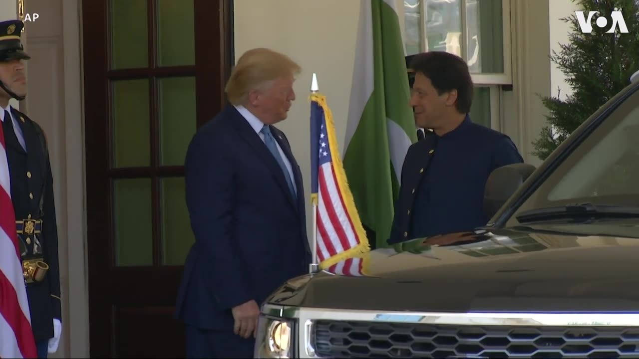 US President Donald Trump Greets Pakistan's Prime Minister Imran Khan at the White House