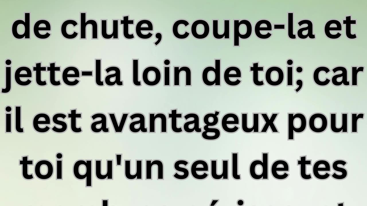 "L'Importance de la Pureté et de l'Auto-discipline" Matthieu 5:29-30.