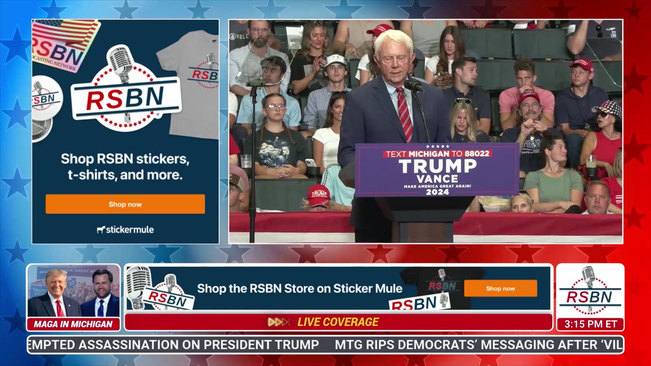 LIVE: Congressman Jack Bergman speaks at Major Trump/Vance Rally in Grand Rapids, Michigan - 7/20/24