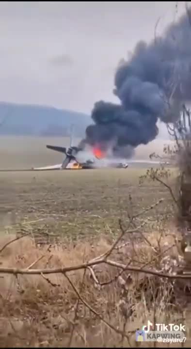 Archival footage of the moment of the crash of the An-26 aircraft of the Air Force of Ukraine
