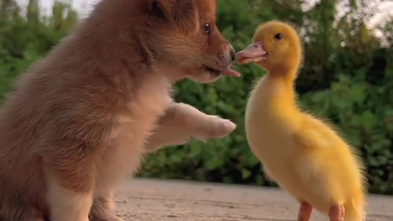 dog's love for duckling