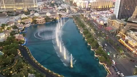 Balcony of the Cosmopolitan facing the fountains of the Bellagio