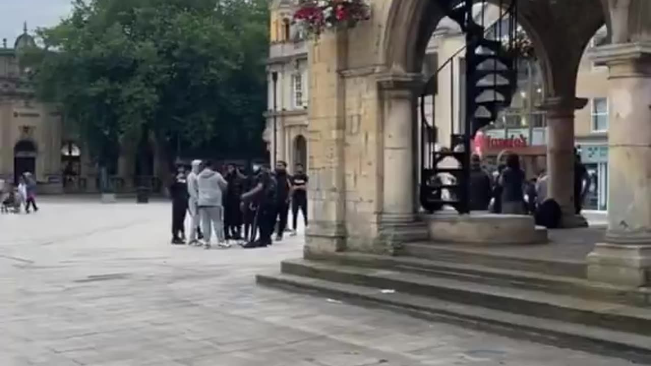 Muslim Defence League inbreds out patrolling Peterborough town centre