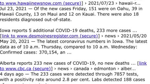 Google 233 new covid cases. Look at the results. Weird.