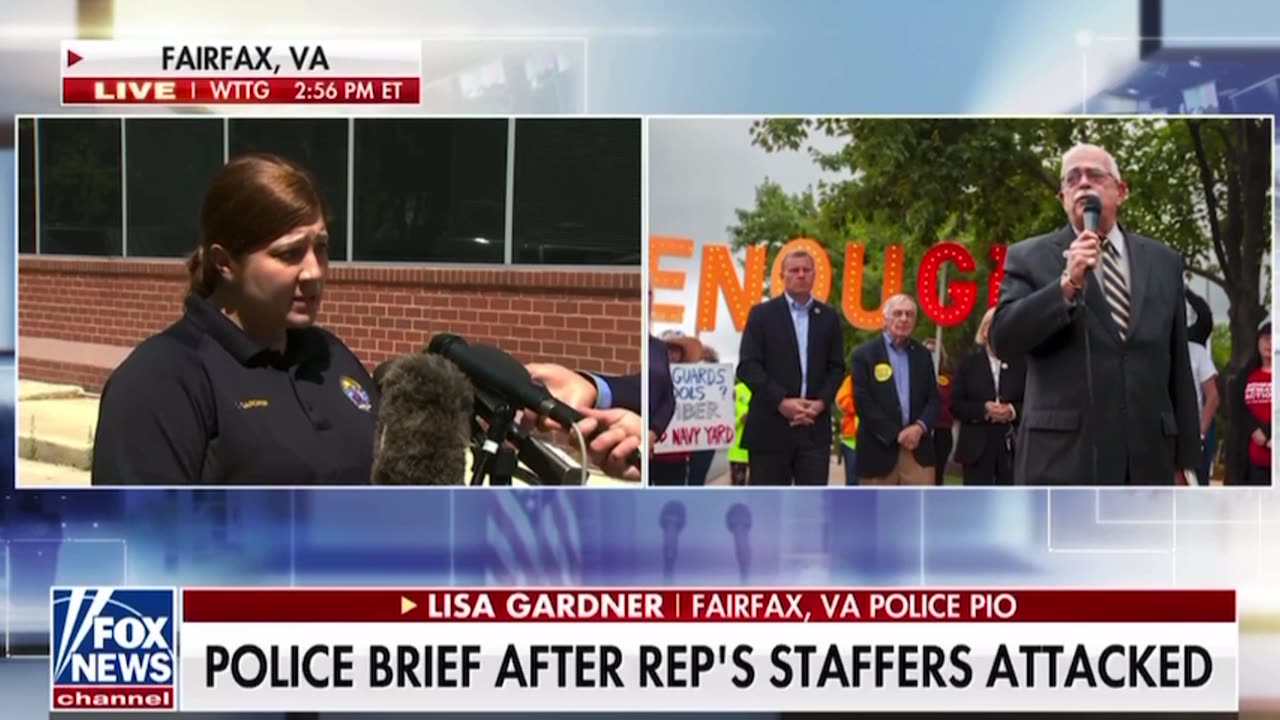 Suspect is in custody. Lisa Gardner, Fairfax, VA police PIO says a metal bat was used.