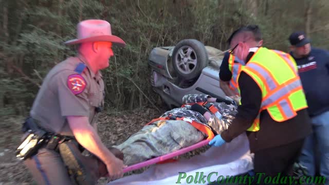 DRIVER ROLLS VEHICLE, LIVINGSTON TEXAS, 02/15/22...