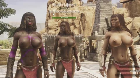 Conan Exiles carpenter & tanner busty Boobs breast expansion huge tits silicone milkers knockers