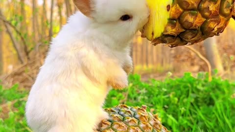 cute rabbit eating a pineapple | #rabbit #shorts #short #etingrabbite #animals #trendingshorts