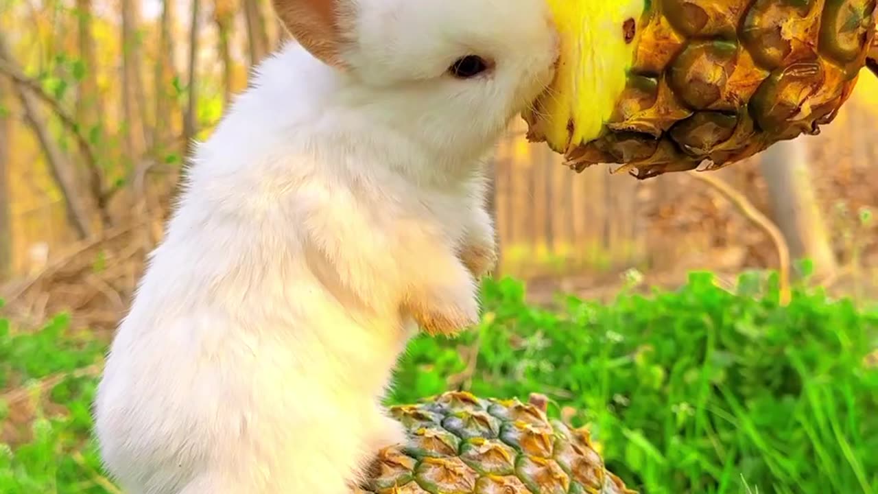 cute rabbit eating a pineapple | #rabbit #shorts #short #etingrabbite #animals #trendingshorts