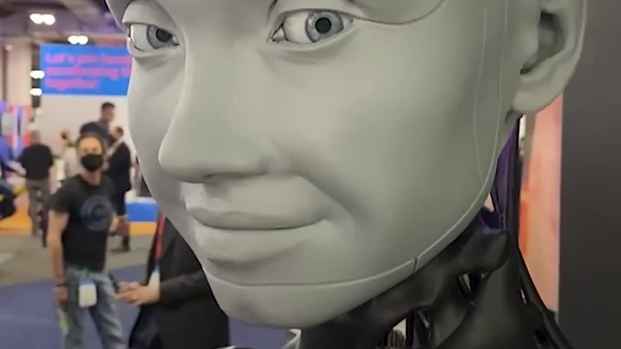 Do androids believe in God_ Watch our interview with Ameca, a humanoid #robot at #CES2022 #Shorts