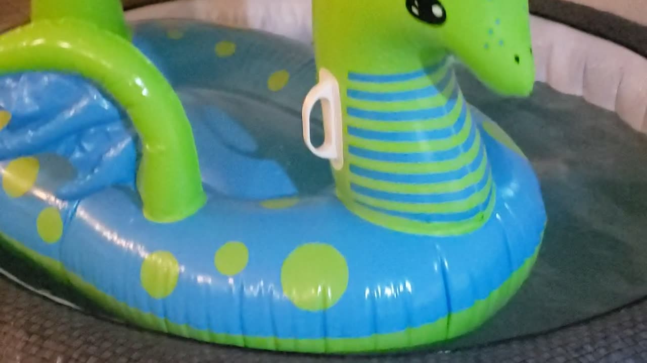 Levi playing with his dragon float