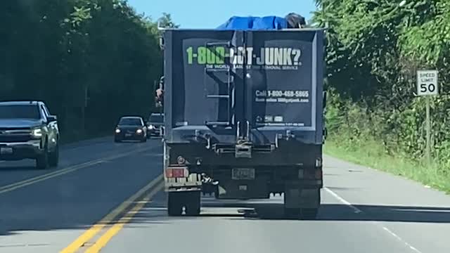 Truck Leaves Trail of Packing Peanuts