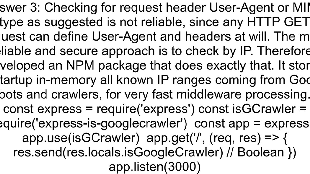 expressjs nodejs serve different data to googleetc bot and human traffic