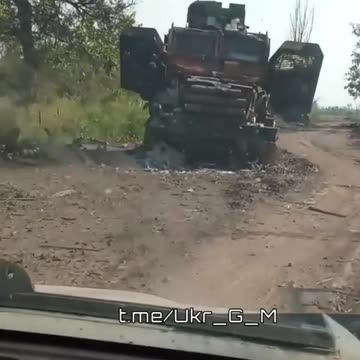 Yet another destroyed American International Maxx Pro armored vehicles