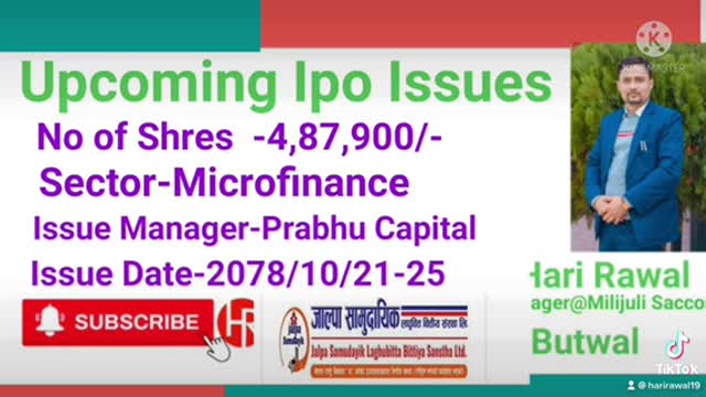 Upcoming Ipo issue #Jalpa samudayik lagubitiya sastha limited #