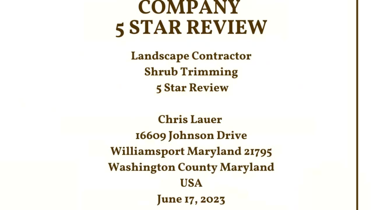 Shrub Trimming Williamsport Maryland 5 Star Review Video