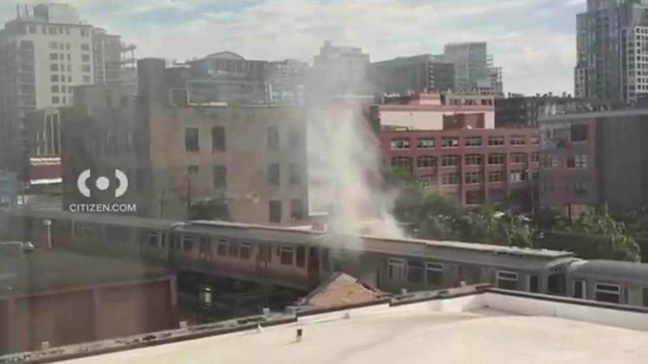 Footage shows smoke billowing from a train car in Near North Side, Chicago, IL