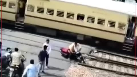 Man's Bike Crushed by Train 😱