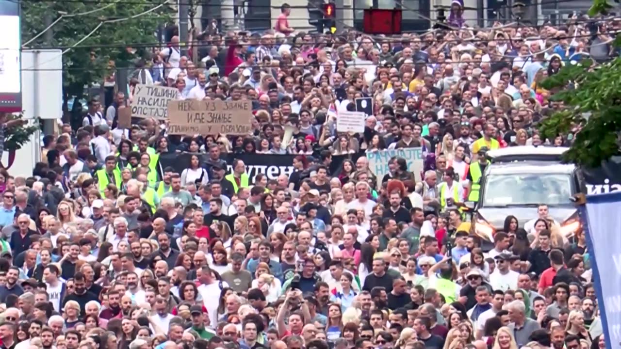 Serbians protest for seventh week after mass shootings