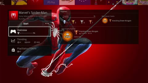 Marvel's Spider-Man PS4 Dashboard Menu