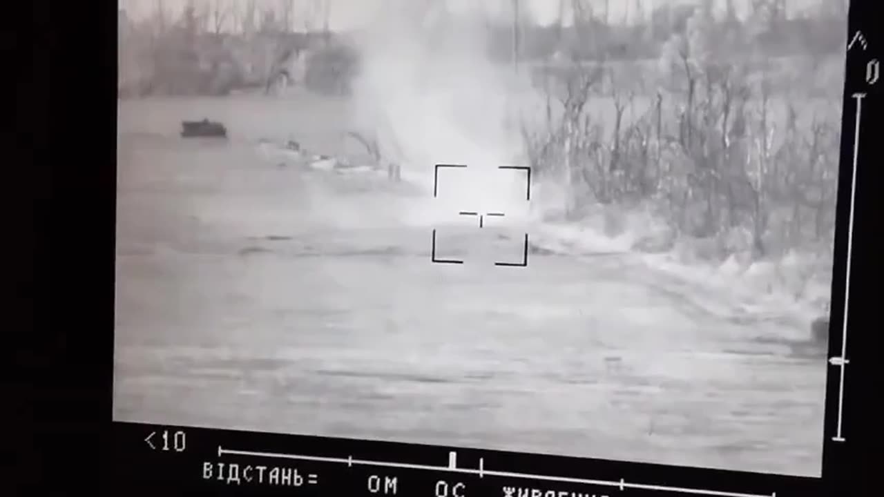 Ukrainian Stugna-P fires on a squad of Russian infantry