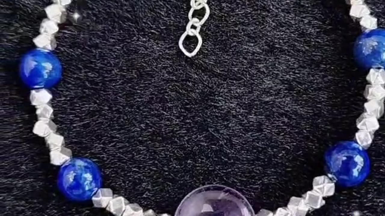 GN-20240925-01 S925 Silver Square Bead Lapis Gold Bead Amethyst Fashion Bracelet Versatile