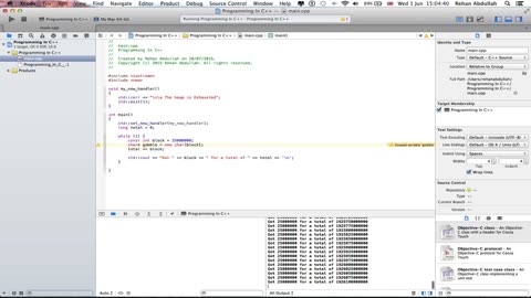PROGRAMMING IN C++ / X-Code || Tutorial 46 - Exhausting the Heap