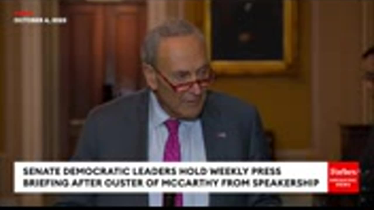 Schumer Discusses Likelihood Of Government Shutdown After McCarthy Ousted From US Speaker Role