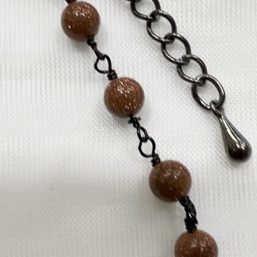 Handmade Unique 14”~16” Adjustable Necklace with Goldstones, Crystals