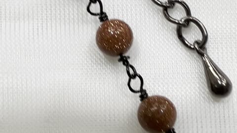 Handmade Unique 14”~16” Adjustable Necklace with Goldstones, Crystals