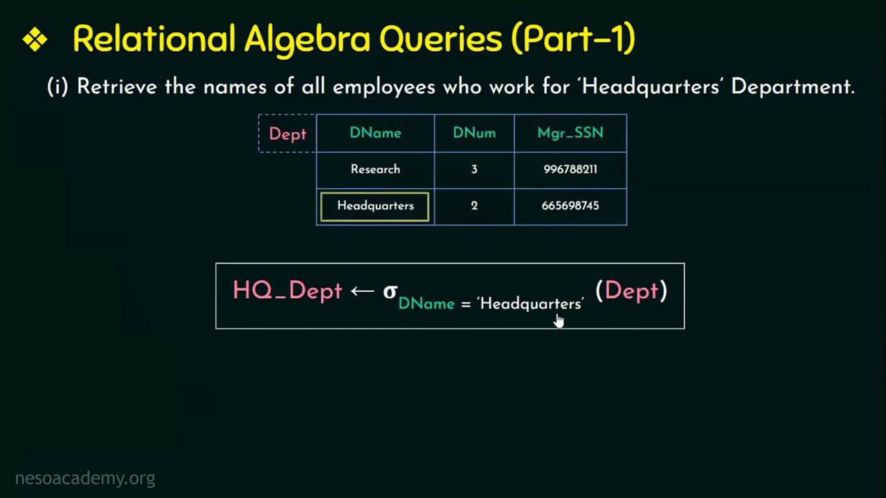 Relational Algebra Queries (Last Part - Lesson 1)