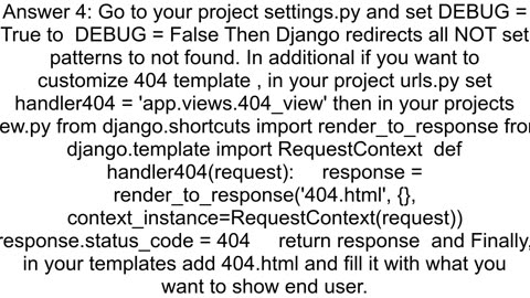 Redirect any urls to 404html if not found in urlspy in django
