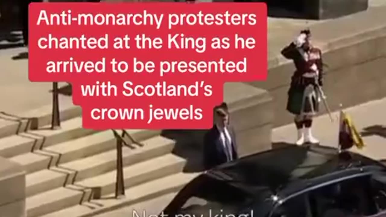 Anti-Monarchy Protestors Chant Not My King-Sky News