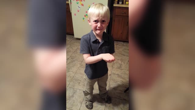 Cute kid can't part with dead pet fish