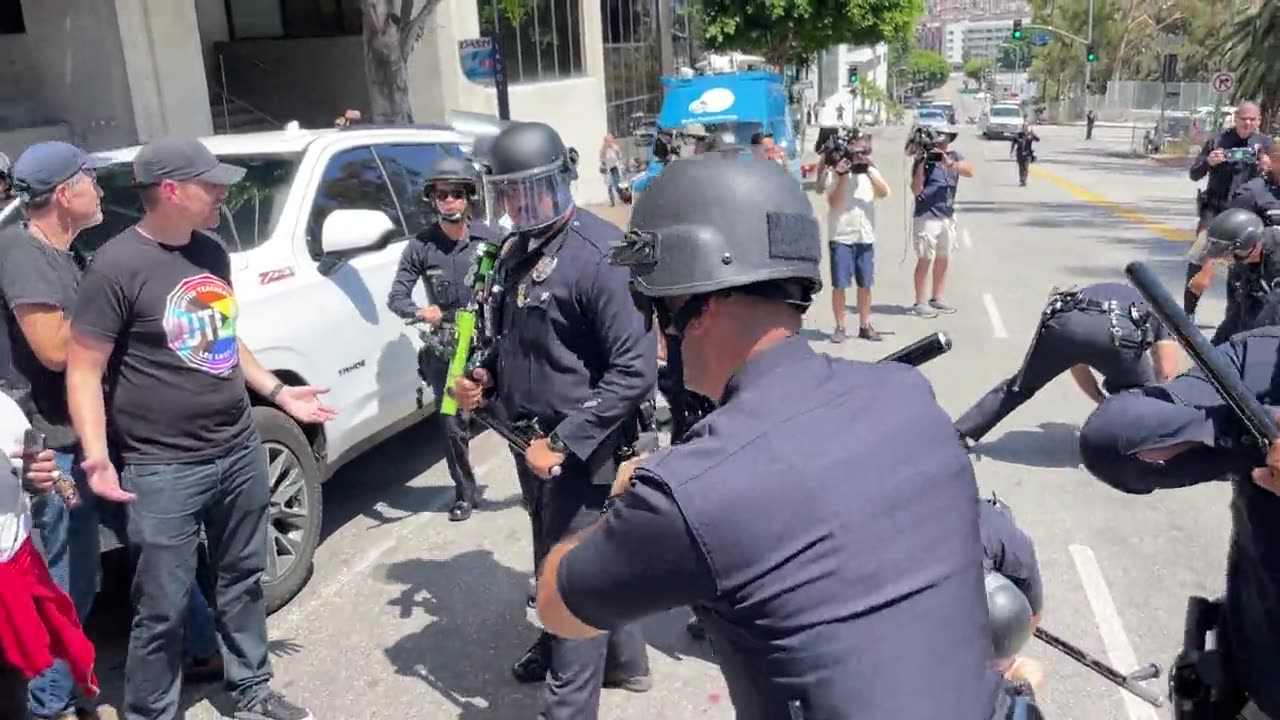 Los Angeles, CA, NOW. PRO-LGBT Revolutionary communists arrested after failing to disperse