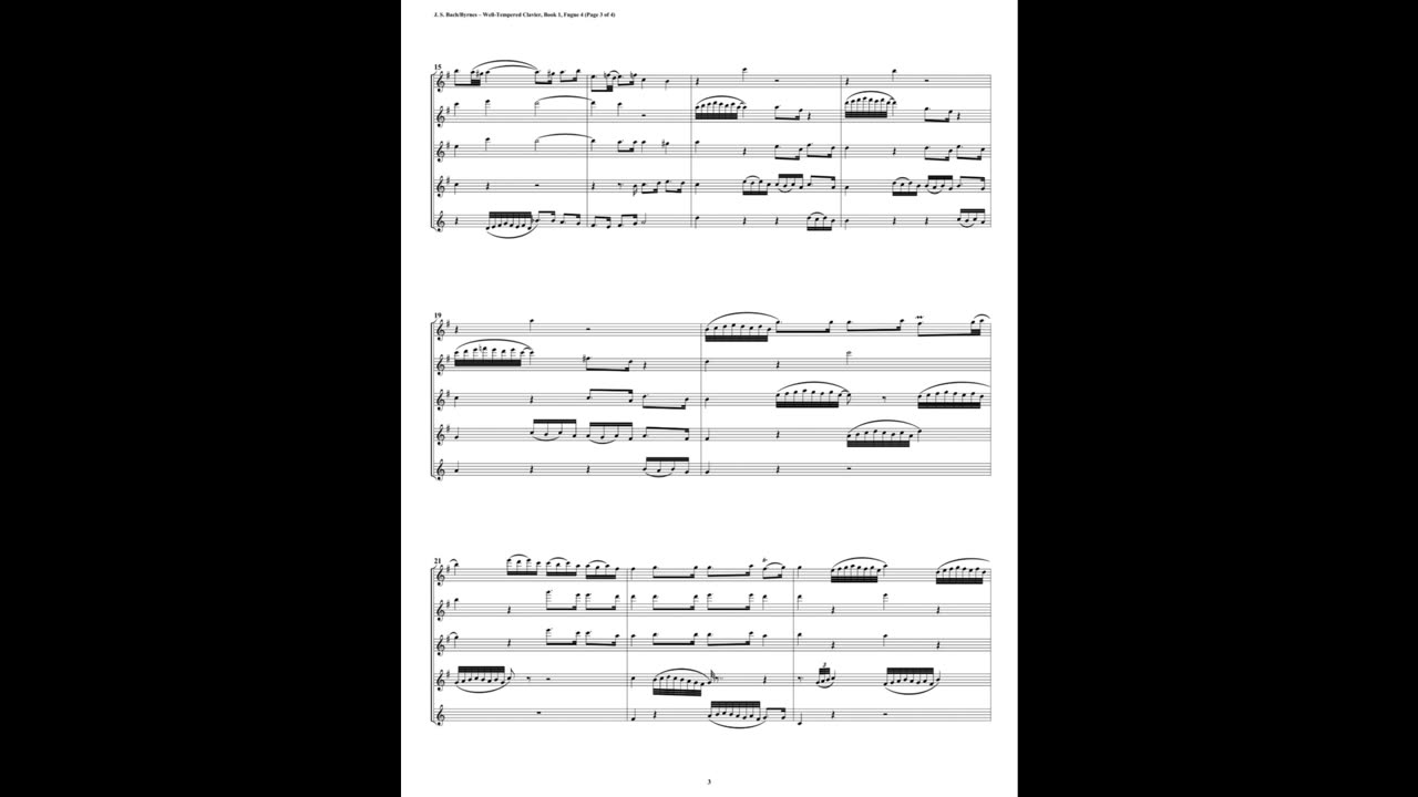 J.S. Bach - Well-Tempered Clavier: Part 1 - Fugue 05 (Flute Quintet)