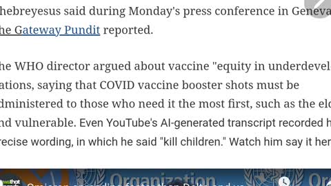 W.h.o. leader says boosters to kill children.