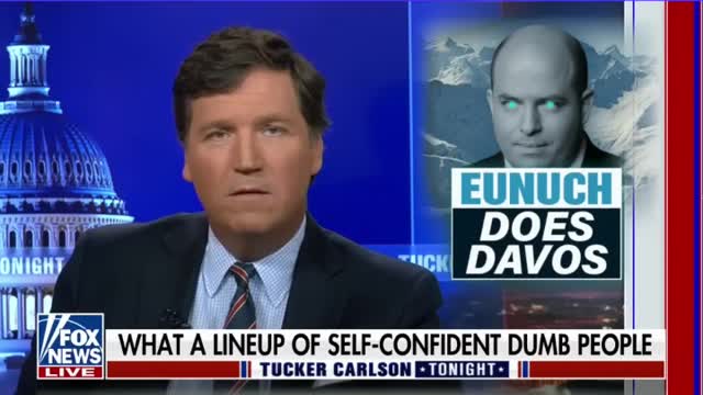 Tucker roasts unemployed eunuch Brian Stelter at Davos