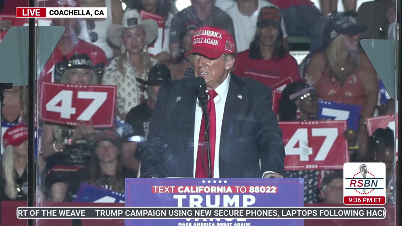 President Trump says "Get on to Truth"! At tonight's rally in Coachella, CA! (10/12/2024)